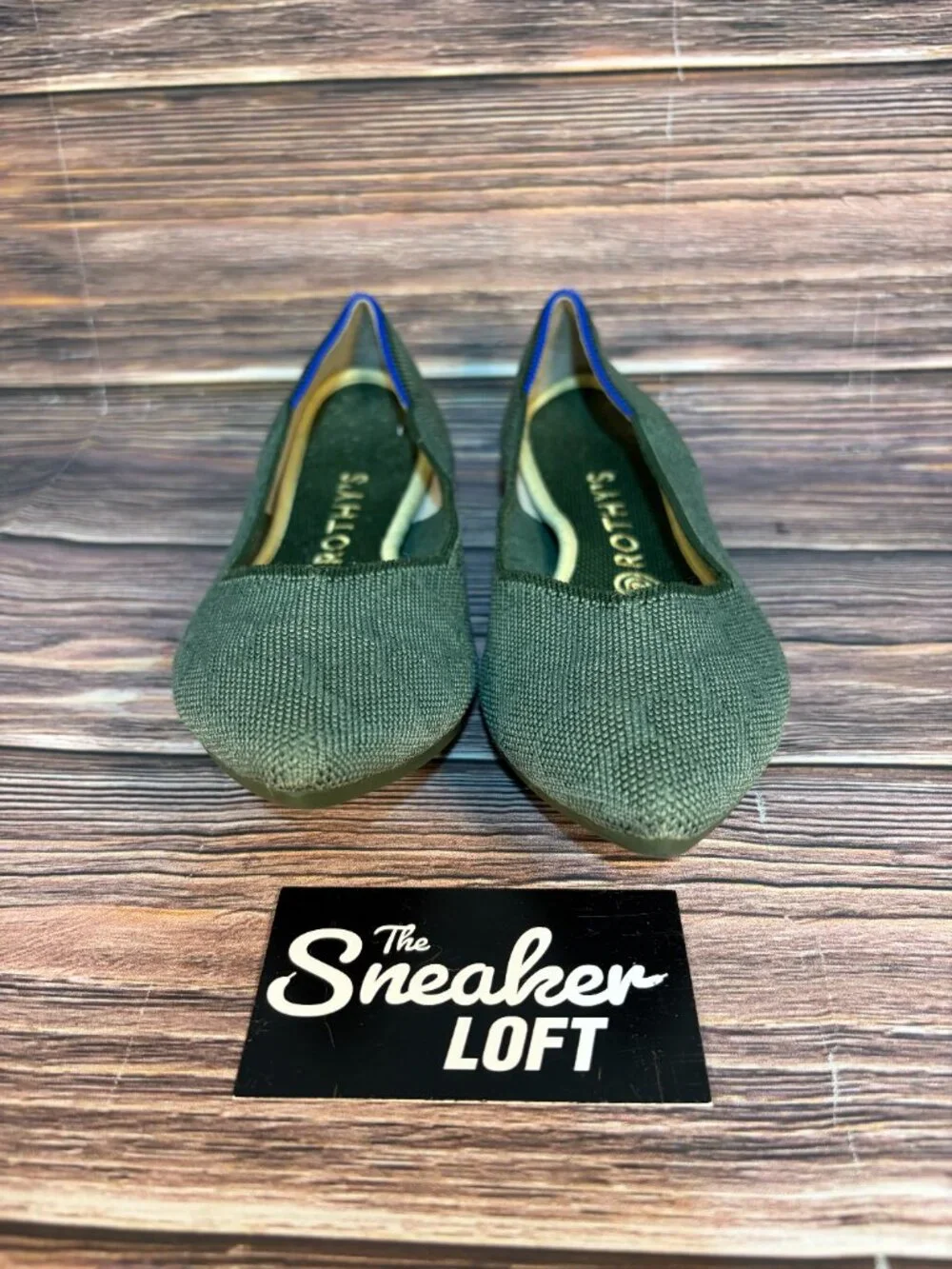 Rothy's The Point Flats Women's Green Safari Knit‎ Slip On Shoes Size 9